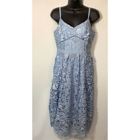 Ted Baker London Women's Floral Mixed Valens Lace Midi Dress Blue Size 4-6 NWT - Picture 1 of 13